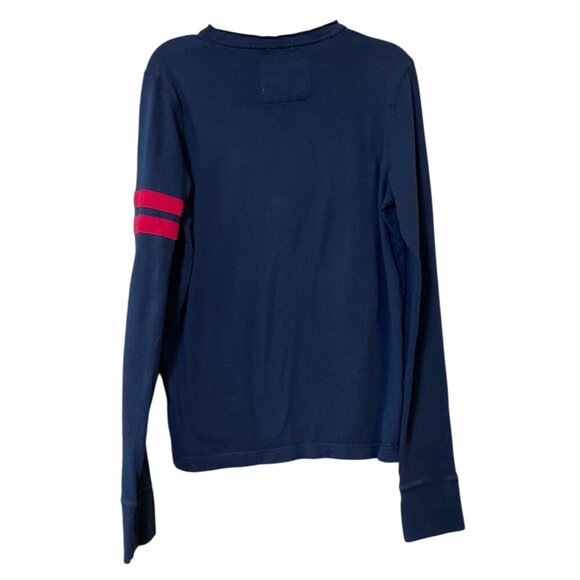 Abercrombie Kids Navy LS Henley Muscle Fit Embroidered Logo Striped Sleeve XL - Picture 3 of 7